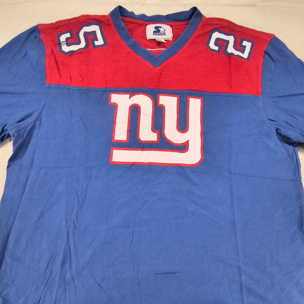 Starter New York Giants Short Sleeve Football Shirt Mens Size Large L Blue Red